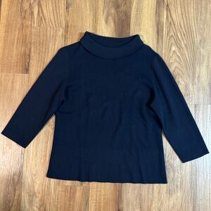 Talbots Portrait Neck Navy Sweater L